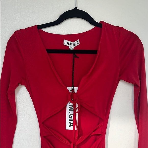 I.AM.GIA Red Ruched Bodycon Dress - Picture 2 of 6